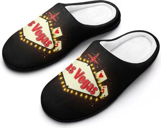Generic Fabulous Las Vegas Playing Card Mens Slippers Memory Foam Winter Warm Sandals Slip On House Shoes Size 7-14
