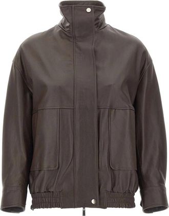 Kaos Leren Bomberjack - Dames - Leren en Su&egrave;de Jassen - Bruin - M - Leer - Jassen