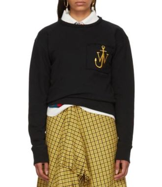 J.W.Anderson Washed Black Embroidered Cotton Sweatshirt Size M