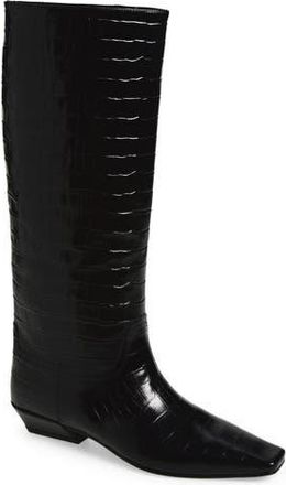 Jeffrey Campbell Croc Embossed Boot in Black Croco at Nordstrom Rack, Size 5.5