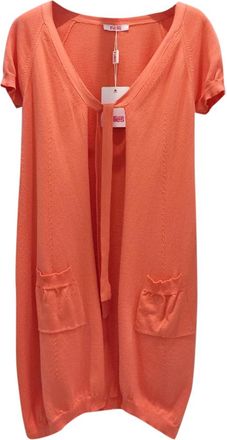 Blumarine Orange Short Sleeve Knit Cardigan Size S