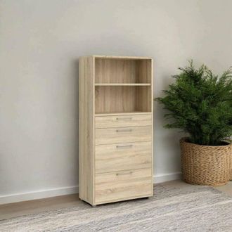 Dmora Dmora - Aparador Ciudad, Buf&eacute; De Sal&oacute;n, Aparador De Sal&oacute;n, Despensa De Cocina, 89x40 H186 Cm, Roble