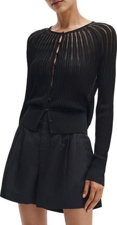Rag & Bone Aubrey Open Knit Semi Sheer Cardigan in Black at Nordstrom, Size Medium