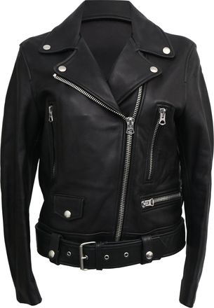 Acne Studios Belted Biker Jacket in Black Leather