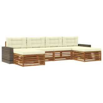 vidaXL Juegos De Sof&aacute;s Con Coj&iacute;n 6 Pcs Madera De Acacia S&oacute;lida Vidaxl