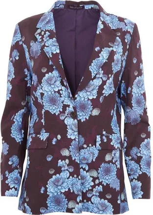 Lords of Harlech Jane Stretch Tencel Tailored Blazer in Serious Floral Plum at Nordstrom, Size 10