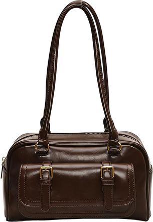 Generic PU Armpit Bag with Top Handle Solid Color Pillow Bag for Women Travel (Coffee) (Coffee)