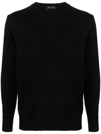 Roberto Collina Maglione con scollo a V - Nero