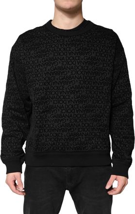 Dolce & Gabbana Black Monogram Crew Neck Sweatshirt Mens Sweater