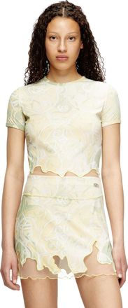 Diesel Nylon T-shirt with Heraldic print - T-Shirts - Woman - Green