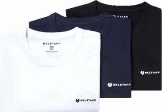 Belstaff Mens BELSTAFF 3 PACK T-SHIRT BLACK/WHITE/NAVY - Blue/White/Black - Size: 38