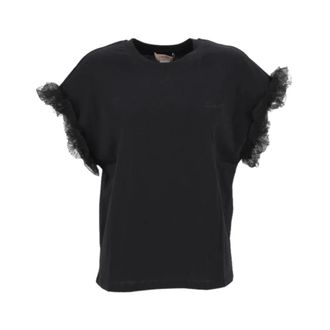 Twinset Cotton Jersey T-Shirt - female - Twinset - T-Shirts - Black - XS - Tops