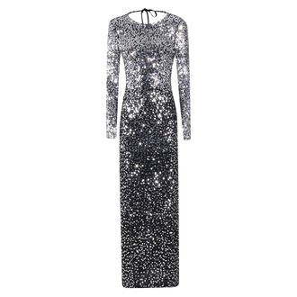 Paco Rabanne Party Dresses, female, Gray, Size: XS Long Jersey Second-Skin Dress