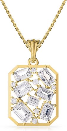 Diamond2Deal 18k Vermeil Plated Silver 5 Ct Emerald Cut Lab Grown Diamond Pendant Necklace 18