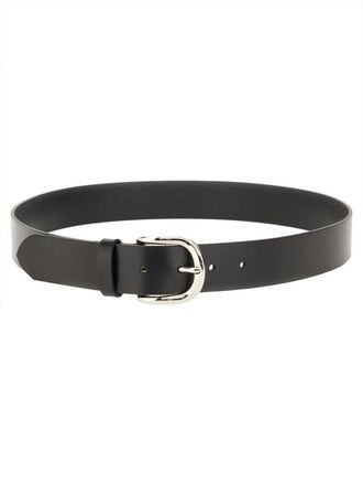 Isabel Marant Minimalist Smooth Finish Leather Belt With Silver Buckle
