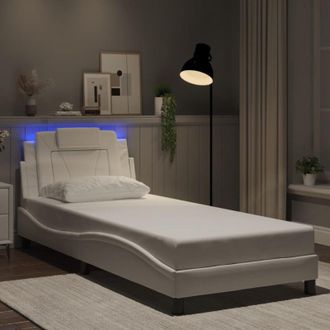 vidaXL Estructura De Cama Viana Con Led Sin Colch&oacute;n Blanco 80x200 Cm Vidaxl