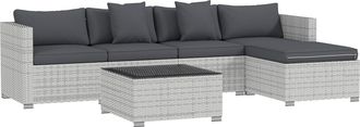 OUTSUNNY 6 Pieces Rattan Furniture Set Garden Sofa Set Mixed Grey | TJ Hughes
