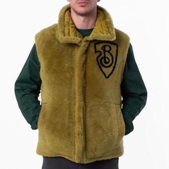 Burberry Lamb Shearling Down Vest with B-Shield Print, Size X-Small