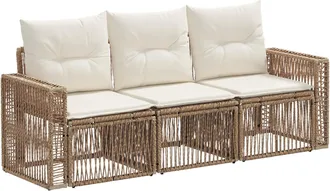vidaXL Conjunto De Sof&aacute;s De Jard&iacute;n 3 Uds. Beige Y Blanco Crema Vidaxl