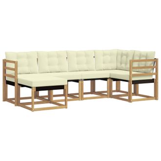 vidaXL Conjunto De Sof&aacute;s De Exterior Con Coj&iacute;n 6 Pcs Blanco Y Crema Vidaxl