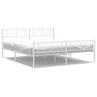 Berkfield Home Metal Bed Frame with Headboard & Footboard White 183x213 cm