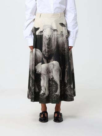 Moschino Gonna midi a ruota in cotone con stampa grafica e orlo asimmetrico