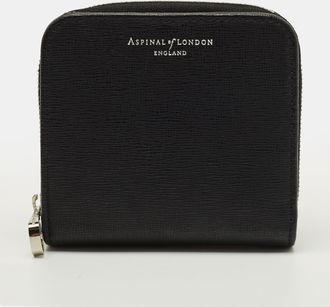 Aspinal of London Black Leather Compact Wallet