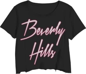 Prince Peter Womens Beverly Hills Logo Crop Tee In Black