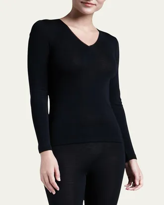 Hanro Wool & Silk Blend V-Neck Top