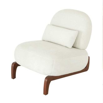 Urban Meuble Sill&oacute;n blanco de tela suave con patas de madera maciza