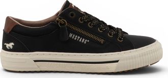 Mustang Womens Black Faux Leather Trainer Sneaker Casual Shoes - M0112011
