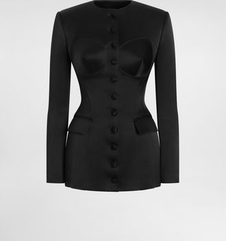 Dolce & Gabbana Single-breasted Duchess Jacket With Conical Cups - Woman Blazers Black 40