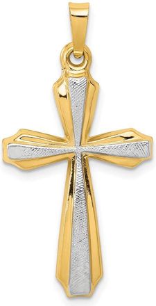 Diamond2Deal 14k Yellow Gold with Rhodium Textured and Polished Passion Cross Pendant