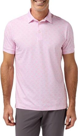 Mizzen+Main Versa Trim Fit Performance Golf Polo in Pink Azaleas Outline at Nordstrom, Size Xx-Large