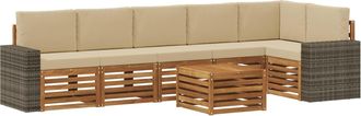 vidaXL Conjunto De Sof&aacute;s De Exterior 7 Uds. Natural Y Beige Poli&eacute;ster Vidaxl