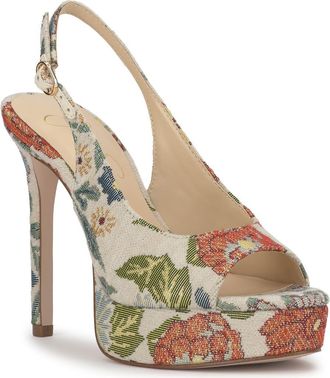 Jessica Simpson Sibilla Slingback Platform Sandal in Cream Multi at Nordstrom Rack, Size 12