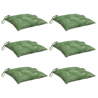 vidaXL Cojines Para Silla 6 Uds Tela Estampado De Hojas 50x50x7 Cm Vidaxl