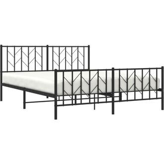 vidaXL Vidaxl - Estructura Cama Sin Colch&oacute;n Con Estribo Metal Negro 160x200 Cm