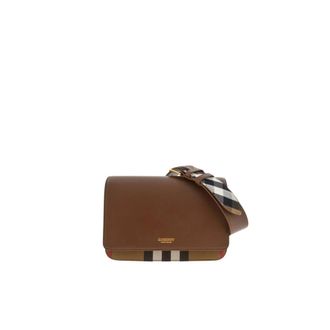 Burberry Cross Body Bags, female, Brown, Size: ONE SIZE Mackford Compact Leather Crossbody