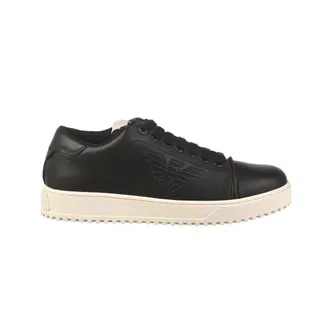 Emporio Armani Sneakers, male, Black, Size: 9 1/2 US Mens Leather Sneakers - Upgrade Your Style