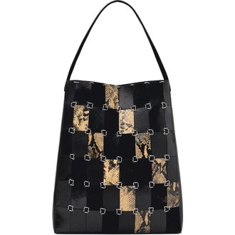 Mango Patchwork Leather Shoulder Bag in Black at Nordstrom