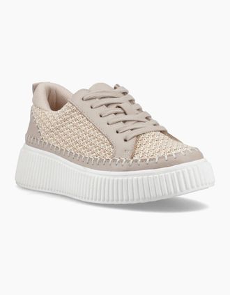 Hush Puppies Womens Hush Puppies Haisley Woven Textile Womens Taupe Standard Trainers - Cream - Size: 6