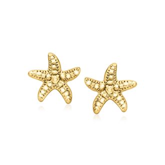 Ross-Simons Italian 18kt Gold Over Sterling Starfish Earrings