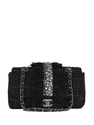 Chanel 2002 small Classic Flap tweed shoulder bag - Black