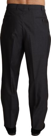 Dolce & Gabbana Mens Wool-Silk Blend Formal Trousers Gray