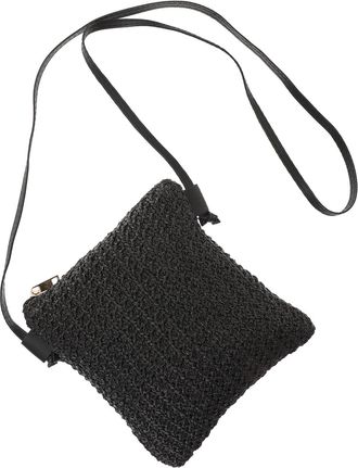 Generic Ciieeo Fashionable Black Straw Crossbody Bag for Women, Woven Raffia Shoulder Purse Suitable for Summer Beach Travel, Lightweight Handwoven Handbag