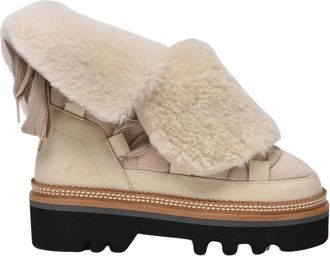 Hogan Pedula Shearling Boot - Dames - Winterlaarzen - Beige - 38 1/2 EU - Wol - Schoenen