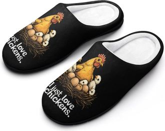 Generic I Just Love Chickens Mens Slippers Memory Foam Winter Warm Sandals Slip On House Shoes Size 7-14