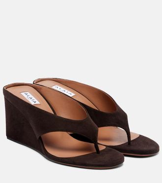 Alaia Ala&iuml;a Cube suede wedge sandals