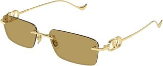 Valentino VLogo Signature Rechthoekige Zonnebril - Dames - Zonnebrillen - Geel - 55 MM - Nylon - Accessoires
